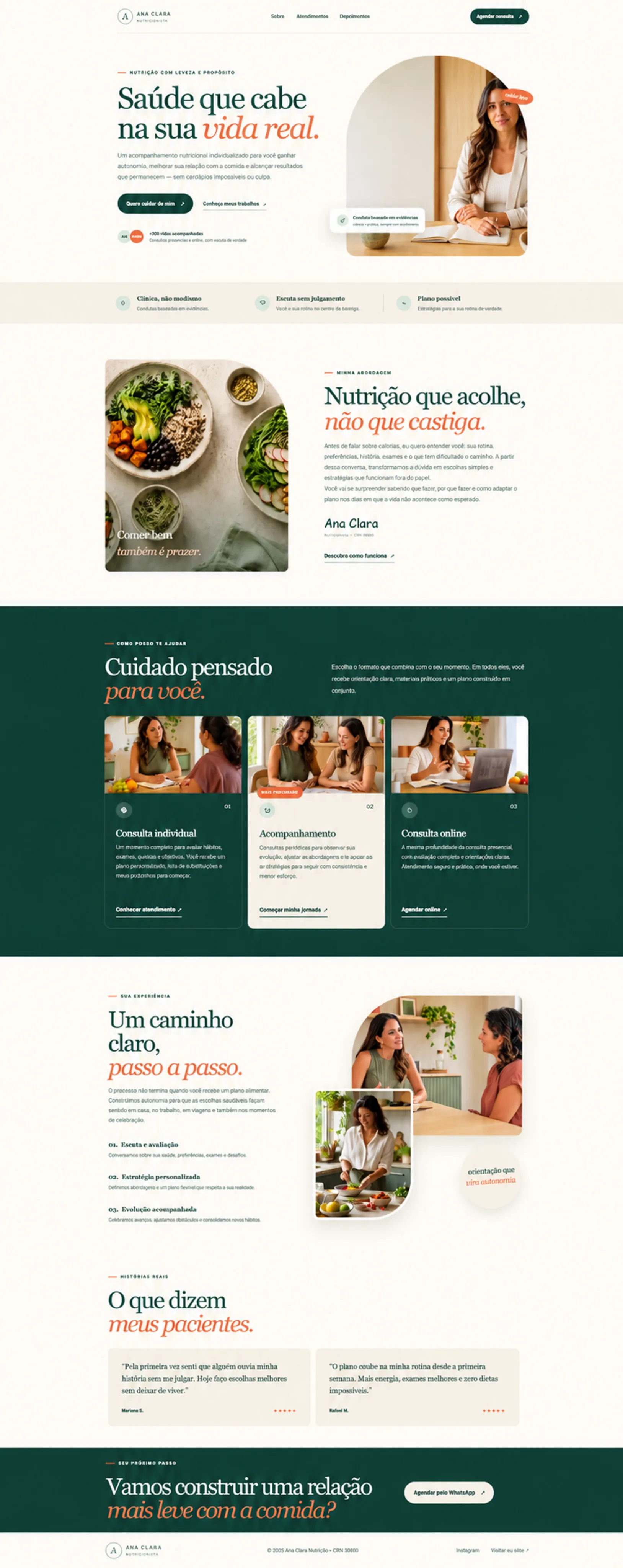 Modelo de site da nutricionista Ana Clara